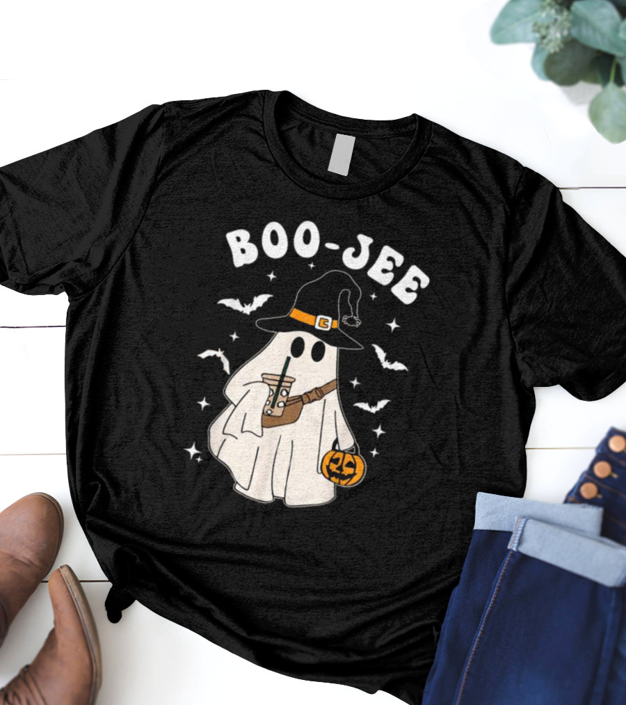 Boo Jee Ghost Halloween Costume Witch Hat Coffee Pumpkin T-Shirt