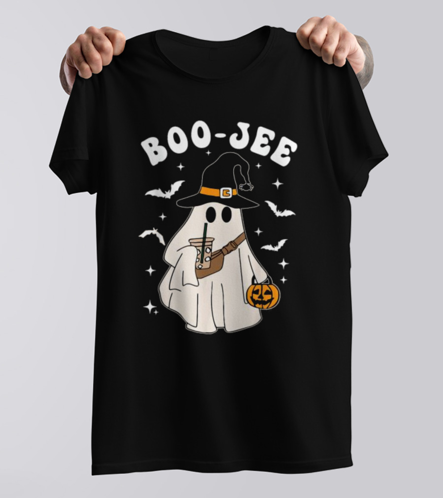 Boo Jee Ghost Halloween Costume Witch Hat Coffee Pumpkin T-Shirt