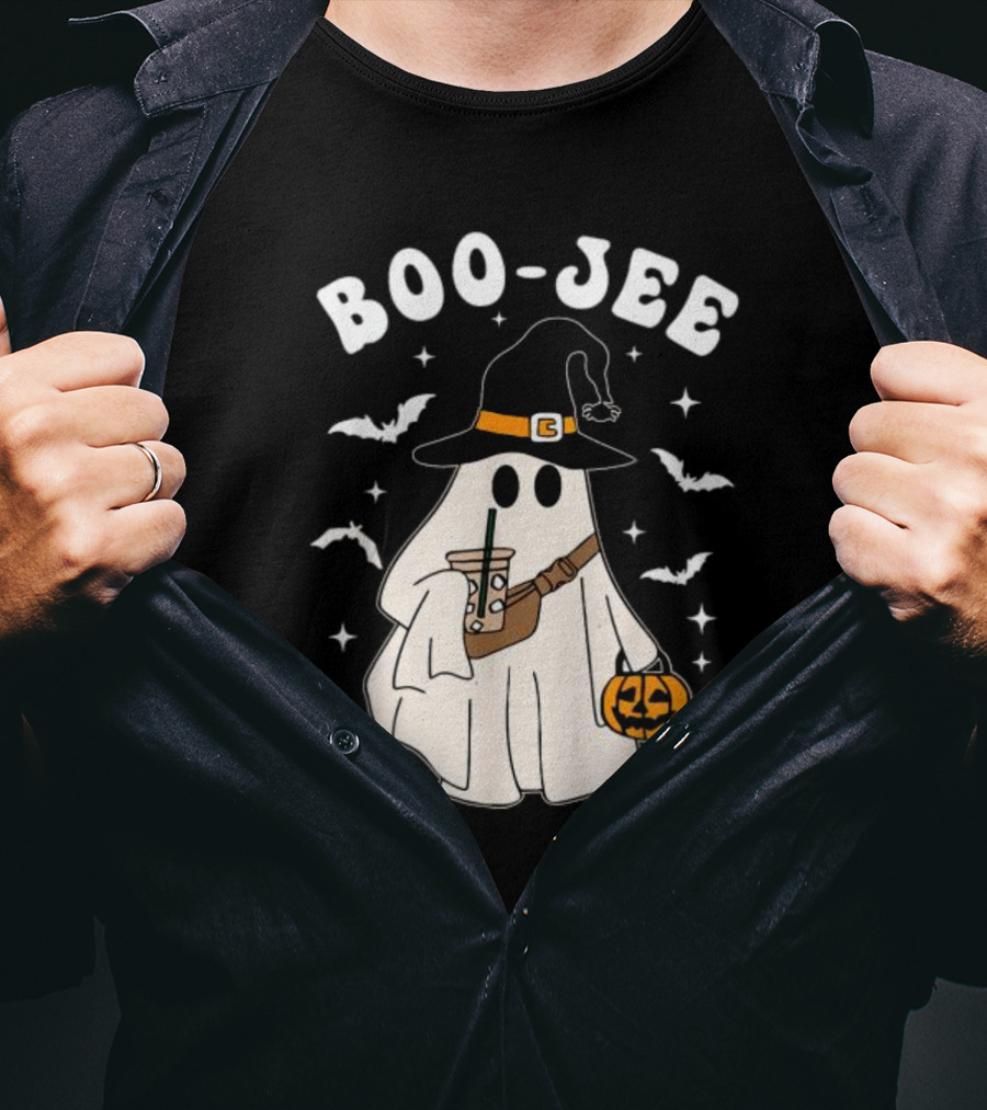 Boo Jee Ghost Halloween Costume Witch Hat Coffee Pumpkin T-Shirt
