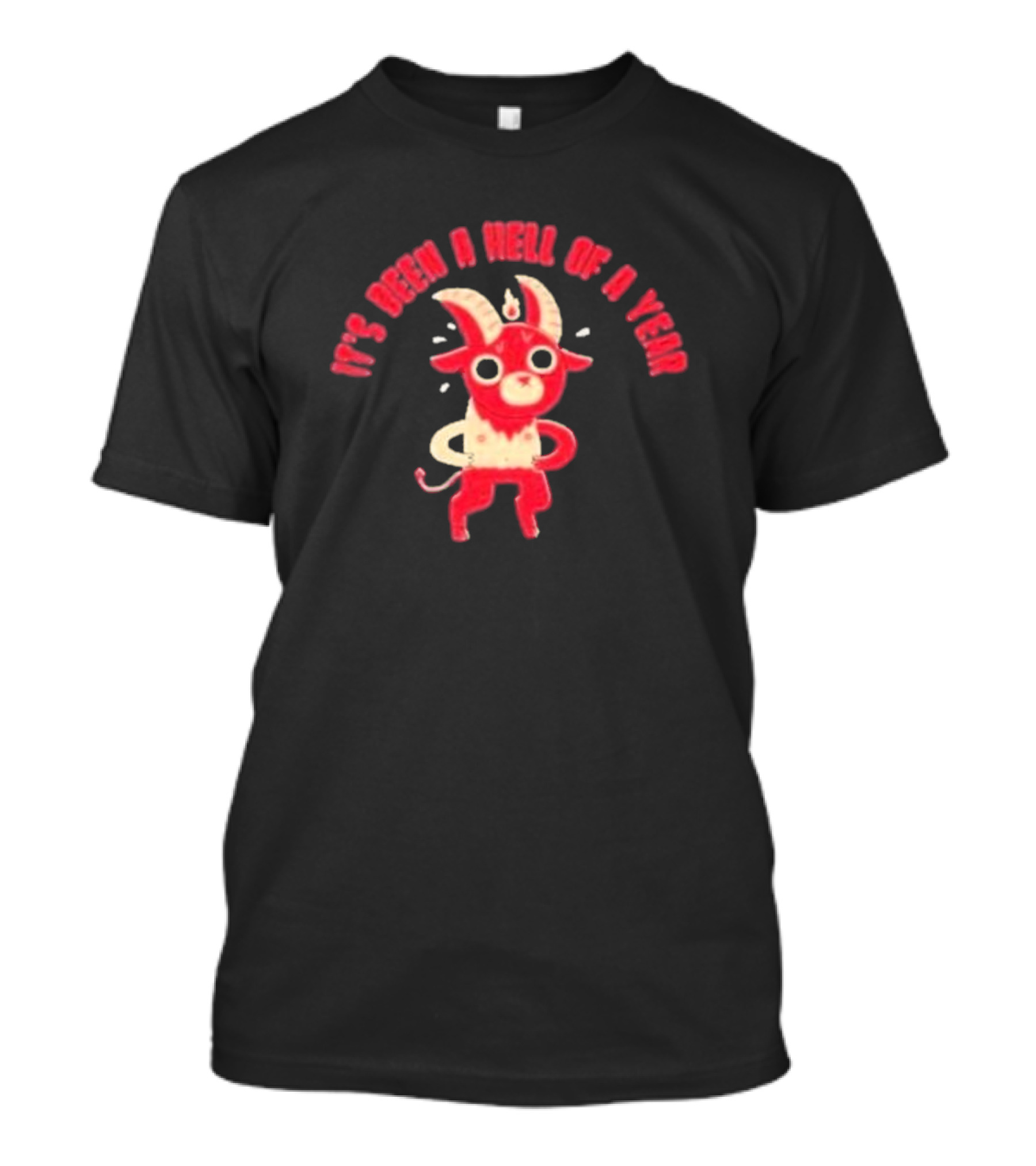 It’s Been A Hell Of A Year Red Cartoon Goat With Horns T-Shirt