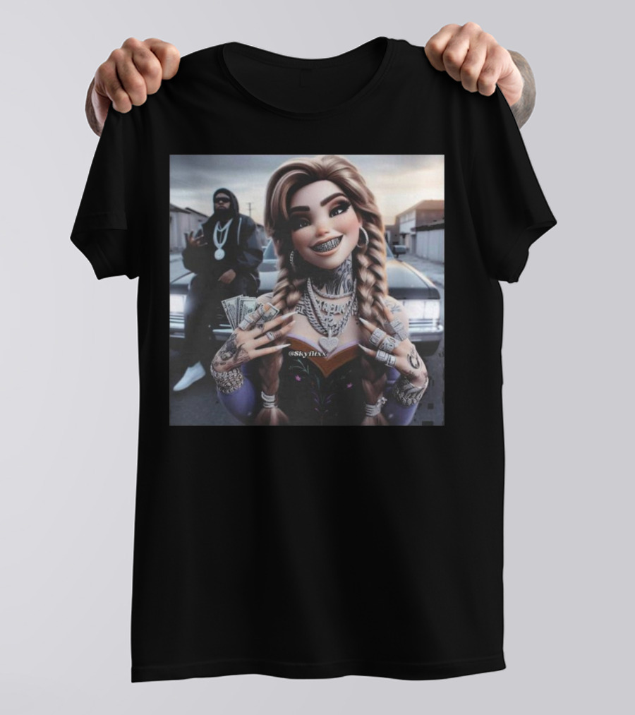 Anna Disney Grill Tattooed Street Style With Braids And Bling T-Shirt