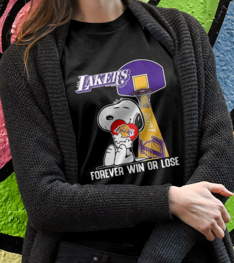 Lakers Forever Win Or Lose Snoopy Basketball Heart T-Shirt