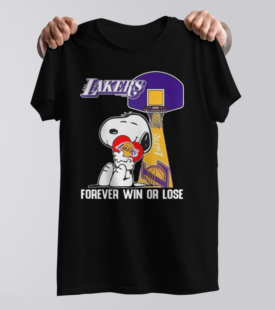 Lakers Forever Win Or Lose Snoopy Basketball Heart T-Shirt