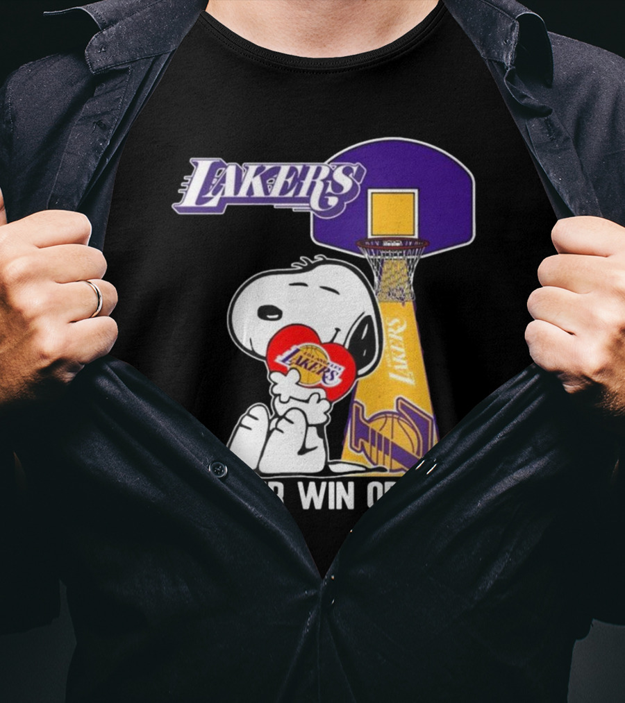 Lakers Forever Win Or Lose Snoopy Basketball Heart T-Shirt