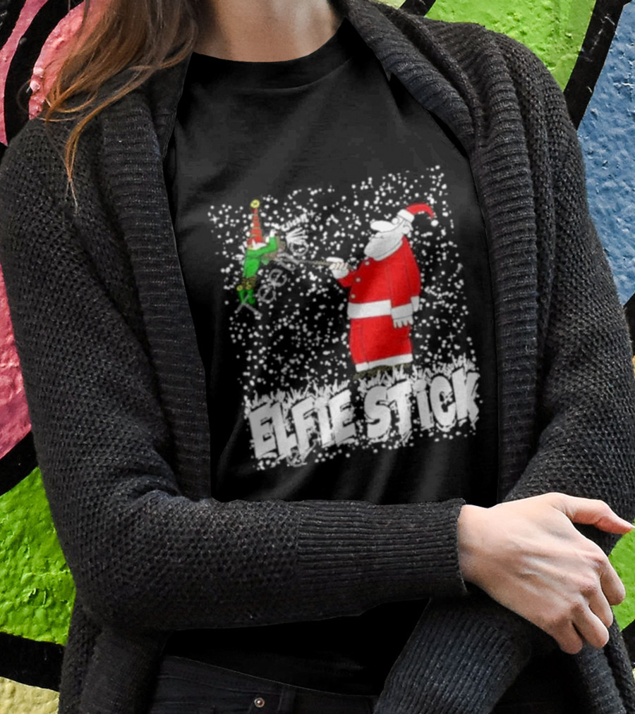 Elfie Stick Santa Christmas Humor T-Shirt