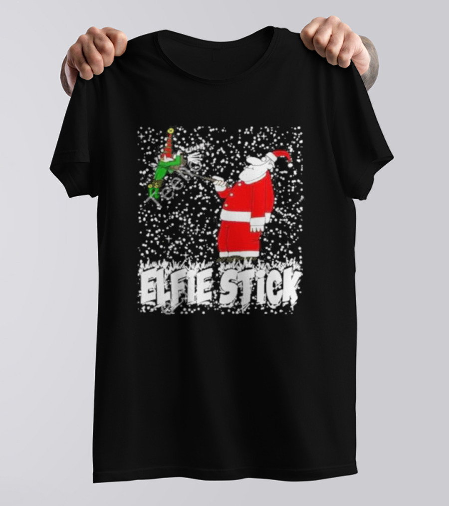 Elfie Stick Santa Christmas Humor T-Shirt