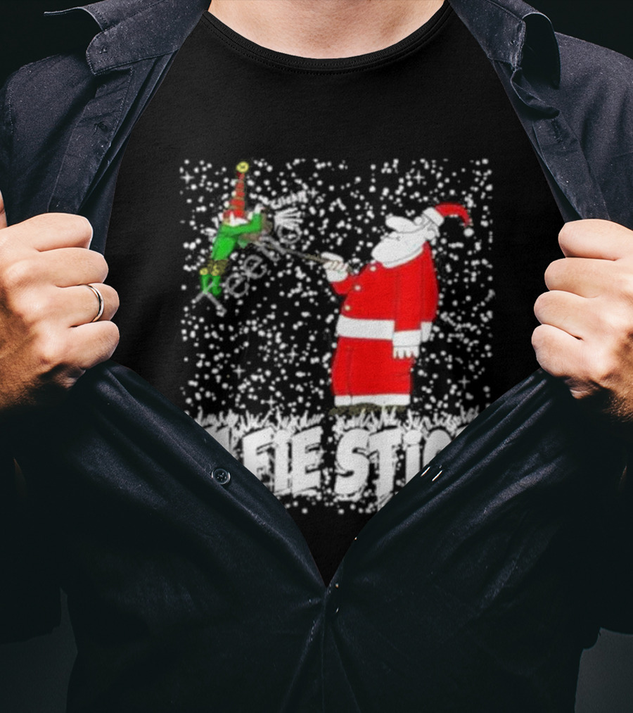 Elfie Stick Santa Christmas Humor T-Shirt