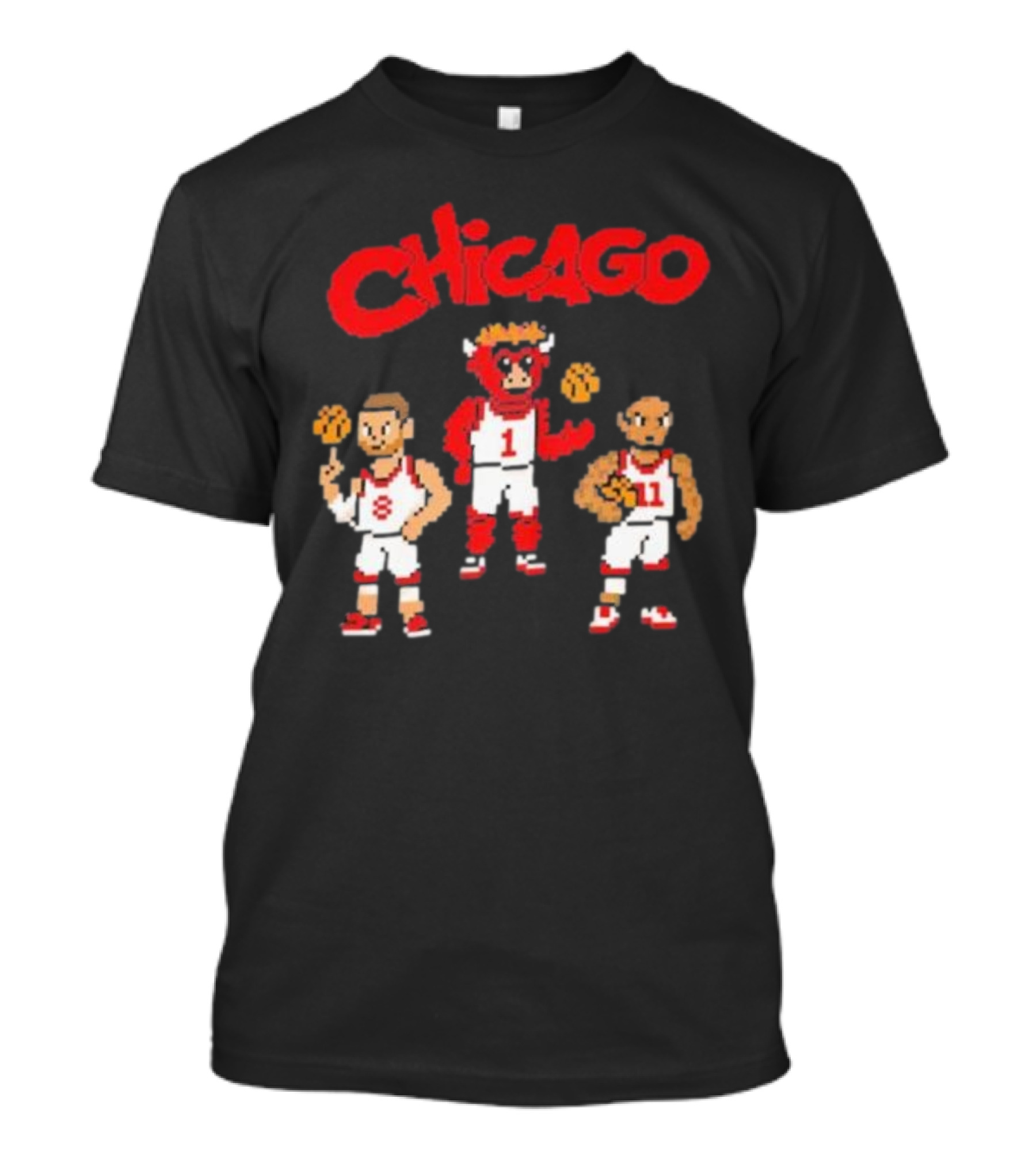 Chicago Bulls NBA Mascot And Player Pixel Art Chicago T-Shirt