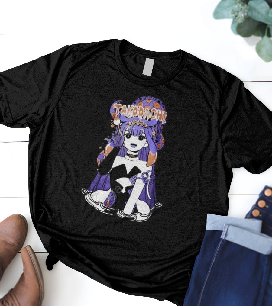 Takodachi Anime-Inspired Character With Purple And Orange Accents T-Shirt