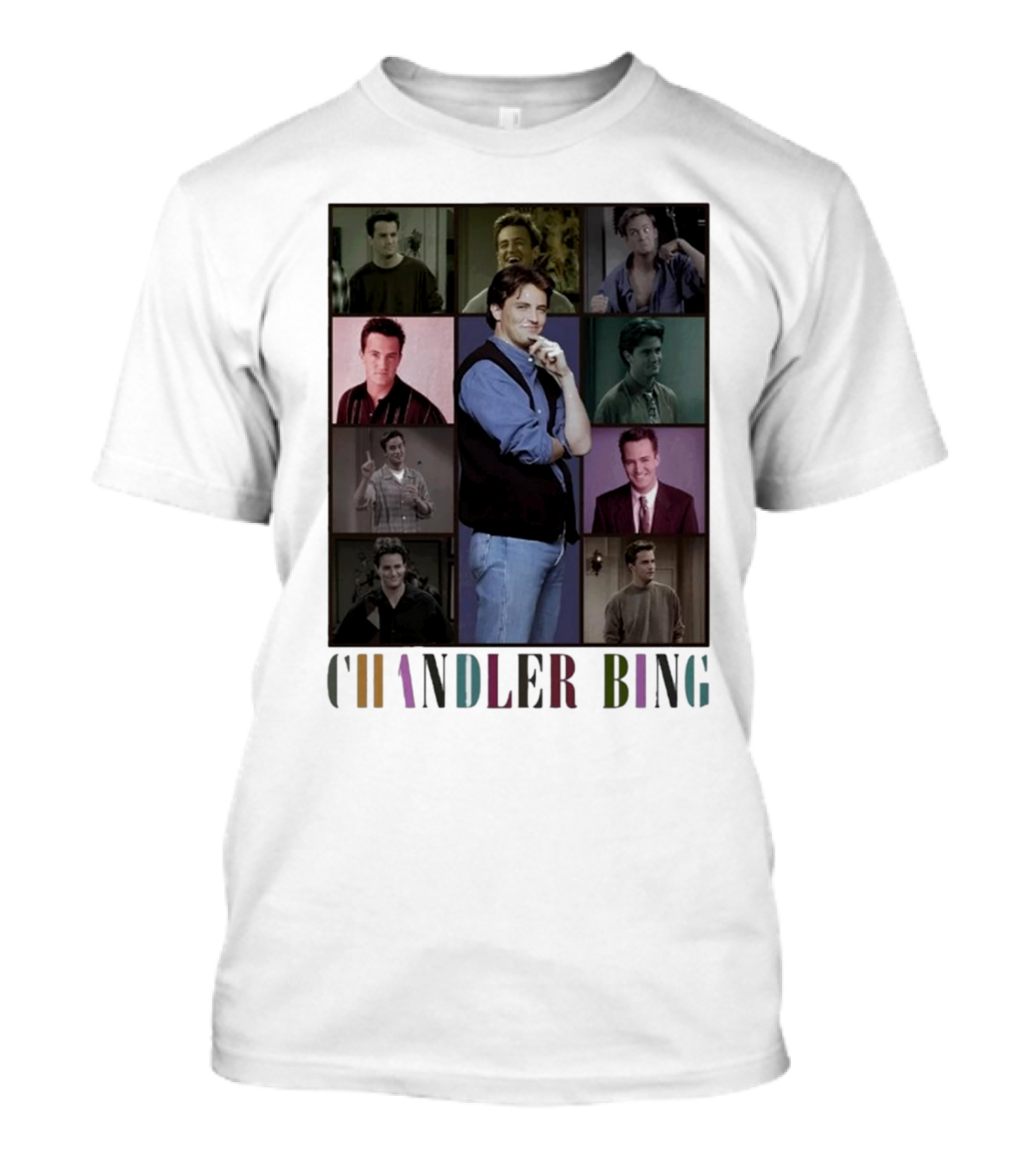 Retro Chandler Bing 90s Sweater Matthew Perry Collage T-Shirt