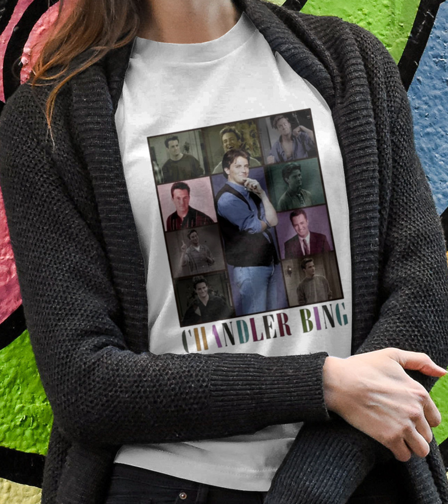 Retro Chandler Bing 90s Sweater Matthew Perry Collage T-Shirt