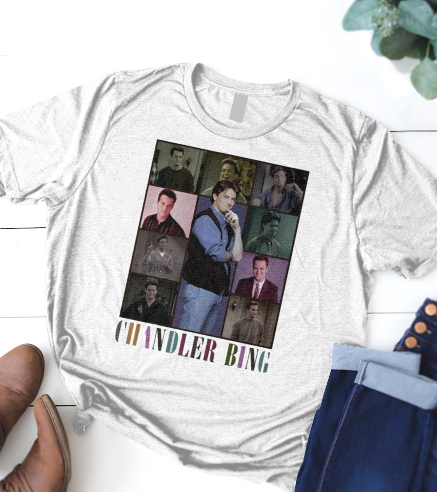 Retro Chandler Bing 90s Sweater Matthew Perry Collage T-Shirt