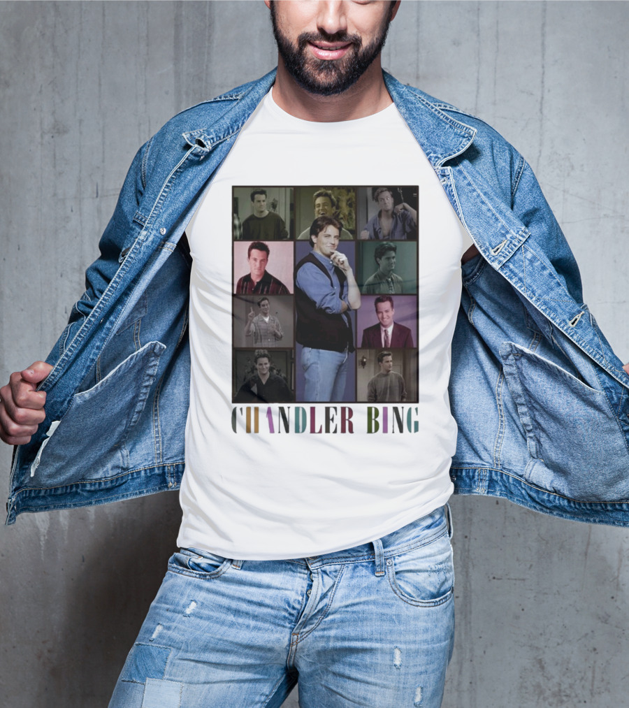 Retro Chandler Bing 90s Sweater Matthew Perry Collage T-Shirt