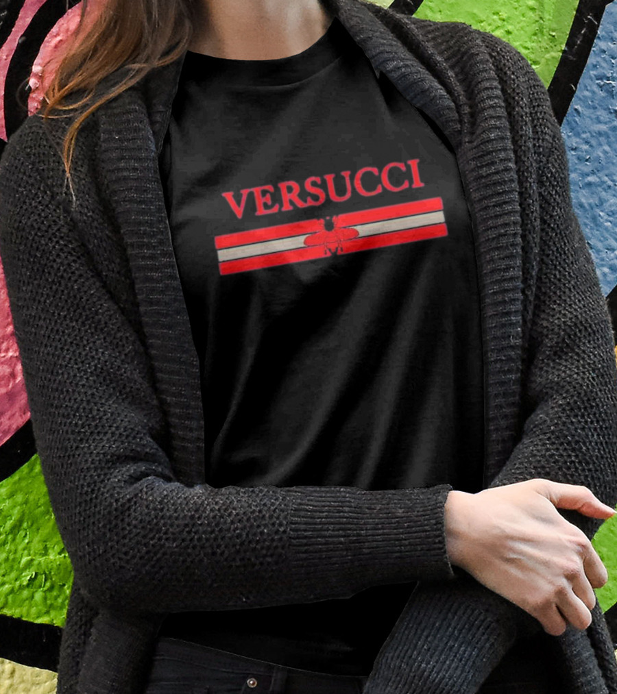 VERSUCCI Red Insect Stripe T-Shirt