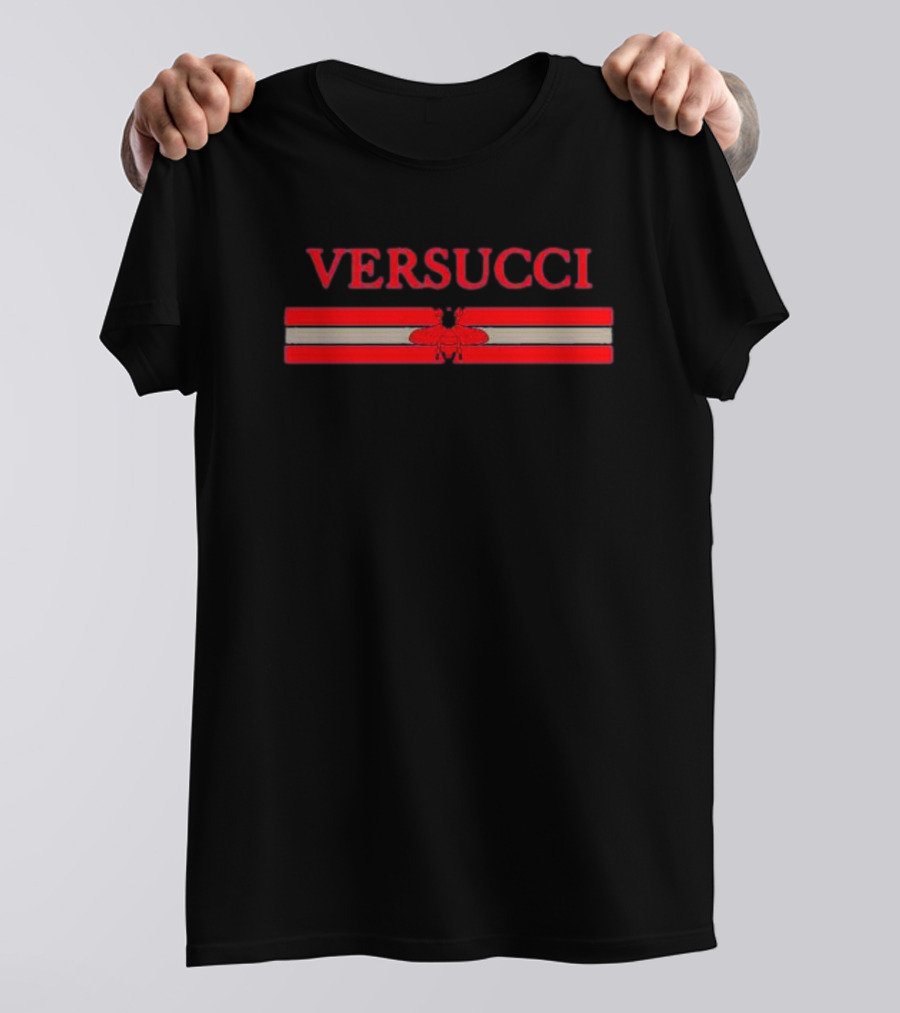 VERSUCCI Red Insect Stripe T-Shirt
