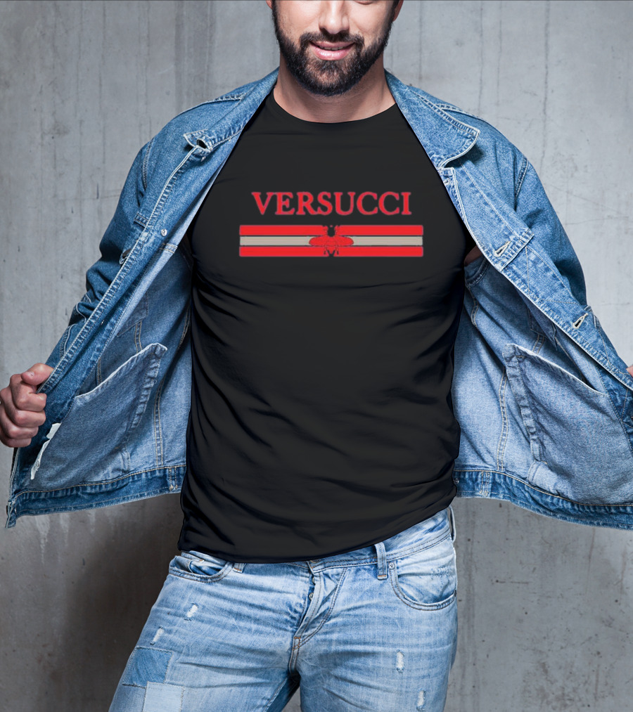 VERSUCCI Red Insect Stripe T-Shirt