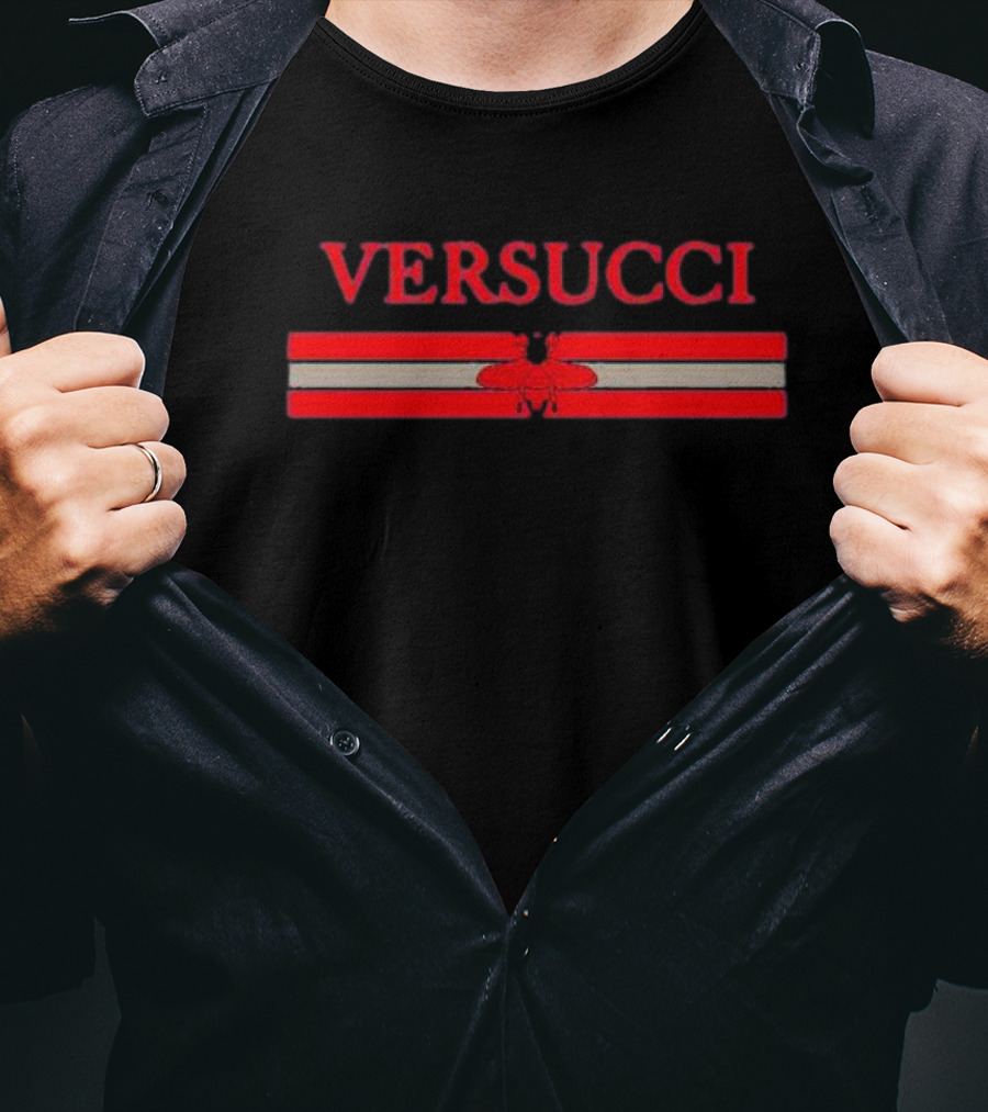 VERSUCCI Red Insect Stripe T-Shirt