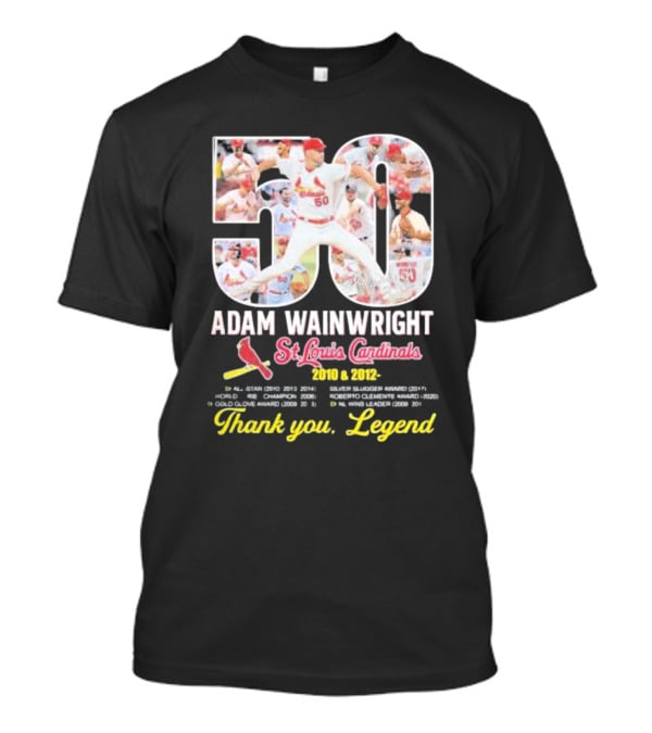 Adam Wainwright St Louis Cardinals 2010 2012 50 Thank You Legend T-Shirt
