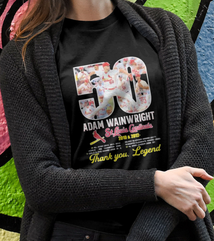 Adam Wainwright St Louis Cardinals 2010 2012 50 Thank You Legend T-Shirt