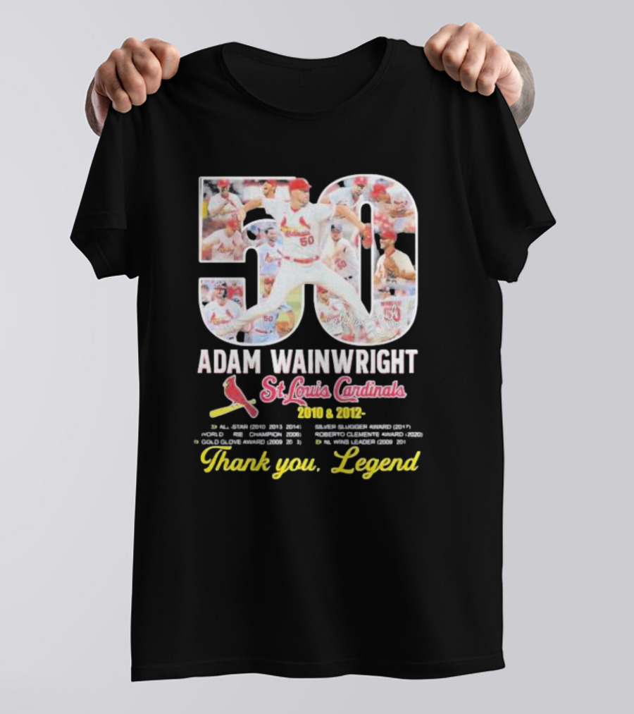 Adam Wainwright St Louis Cardinals 2010 2012 50 Thank You Legend T-Shirt