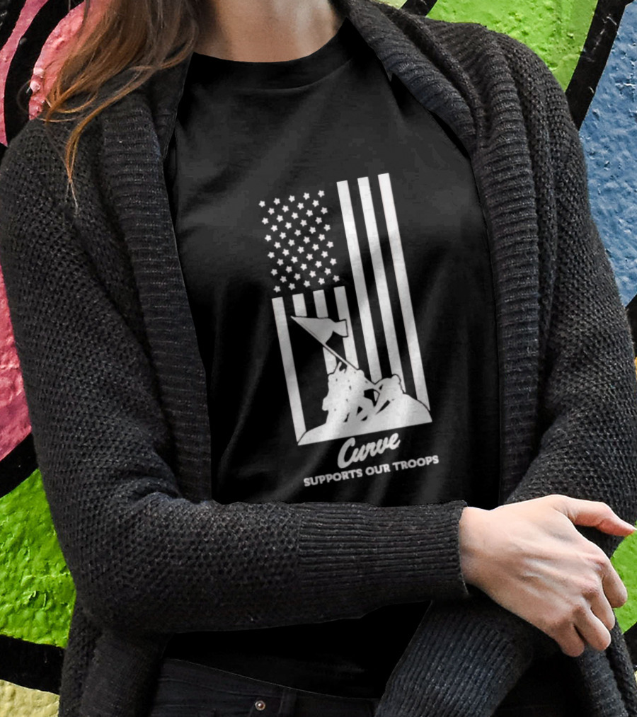Curve Supports Our Troops Flag Raising T-Shirt