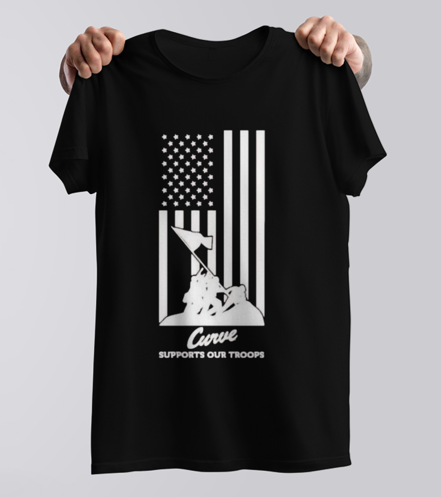 Curve Supports Our Troops Flag Raising T-Shirt