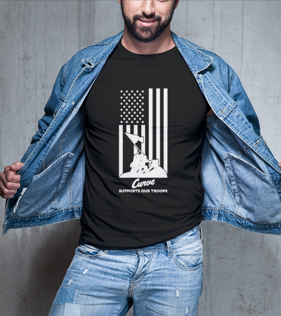 Curve Supports Our Troops Flag Raising T-Shirt