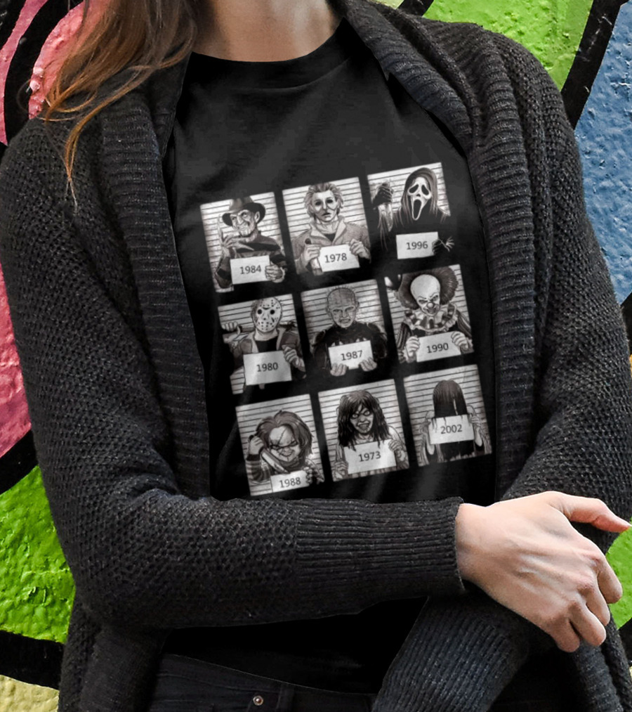 Halloween Horror Legends Killer Shots Freddy Jason Michael Pinhead Pennywise Chucky Samara Ghostface Creepy Fan T-Shirt