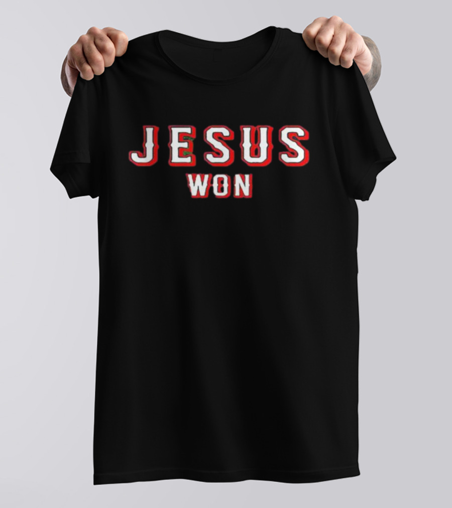 Evan Carter Jesus Won Victory Lettering T-Shirt