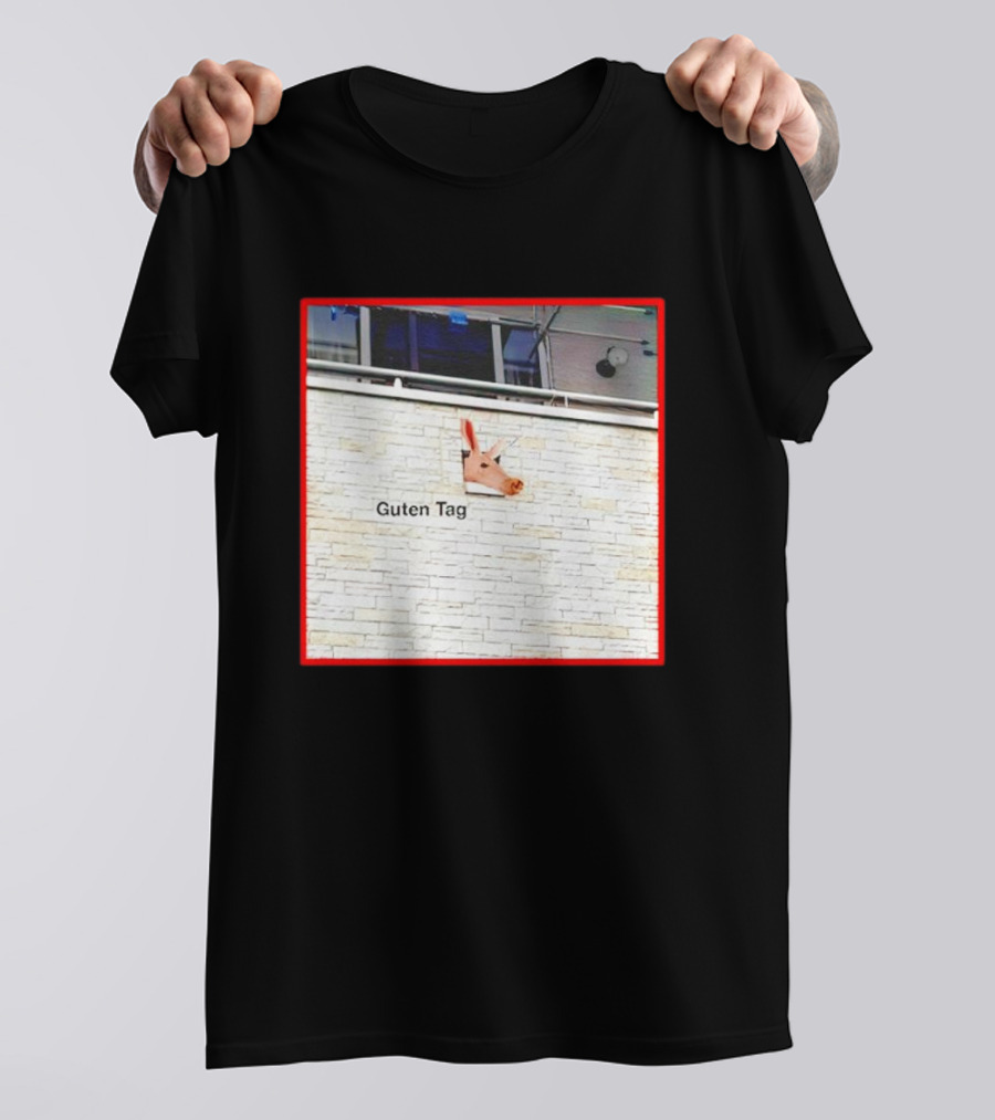Guten Tag Pig Wall Mount With Brick Background T-Shirt