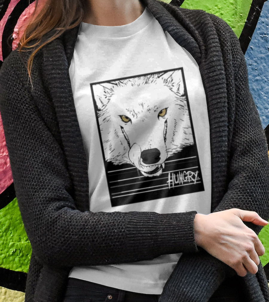Sloshdog Hungry Wolf Face Yellow Eyes T-Shirt