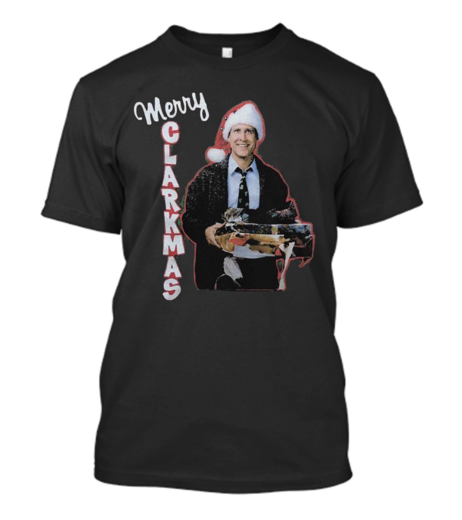 Merry Clarkmas Christmas Vacation Santa Hat Holding Gifts T-Shirt
