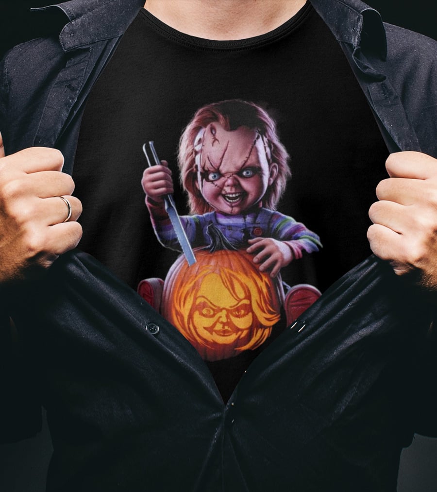 Chucky Creepy Carver Halloween Pumpkin Knife T-Shirt