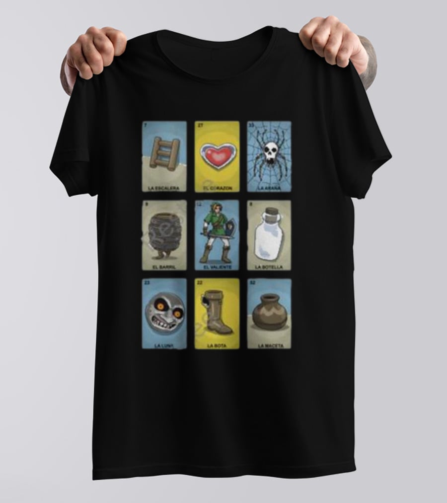 Clay Graham Art Loz Loteria La Escalera El Corazon La Araña El Barril El Valiente La Botella La Luna La Bota La Maceta T-Shirt