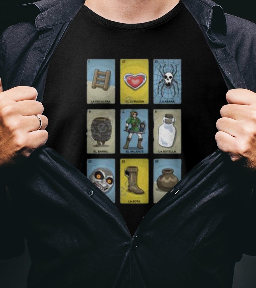 Clay Graham Art Loz Loteria La Escalera El Corazon La Araña El Barril El Valiente La Botella La Luna La Bota La Maceta T-Shirt