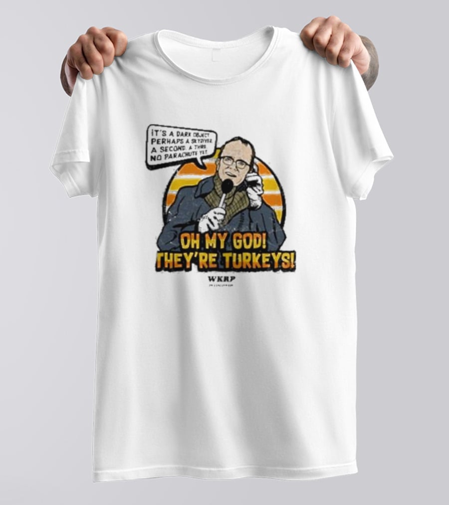 WKRP Oh My God They’re Turkeys Dark Object Parachute T-Shirt
