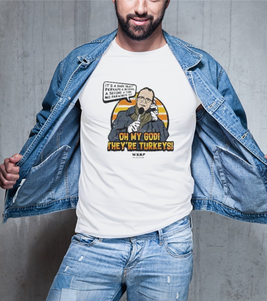 WKRP Oh My God They’re Turkeys Dark Object Parachute T-Shirt