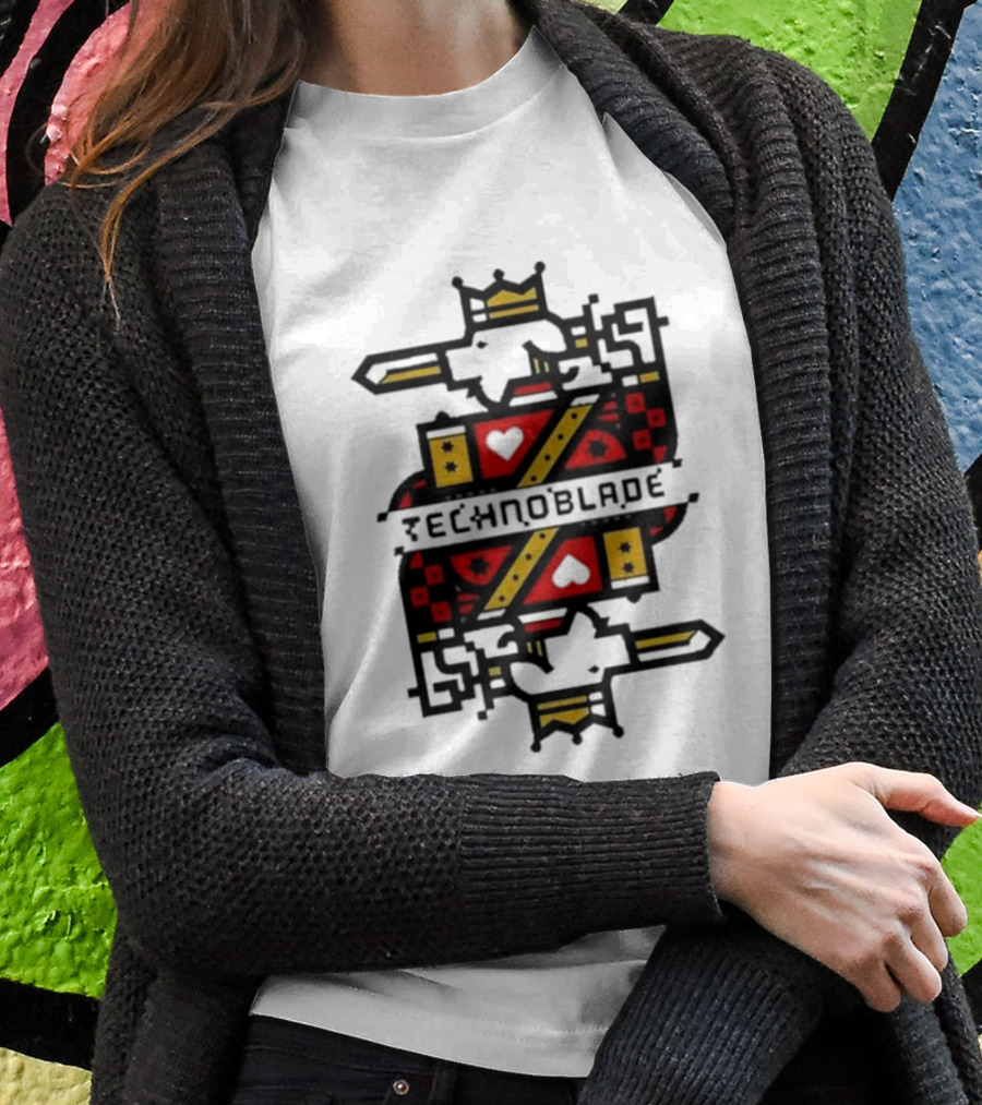 Technoblade Crowned Warrior Card Heart Sword T-Shirt