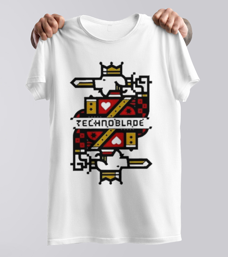 Technoblade Crowned Warrior Card Heart Sword T-Shirt