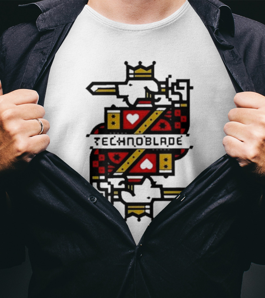Technoblade Crowned Warrior Card Heart Sword T-Shirt
