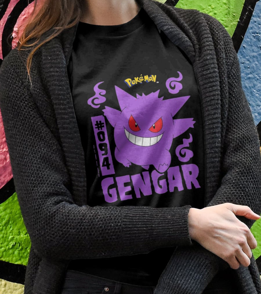 Pokémon #094 Gengar With Iconic Design And Purple T-Shirt