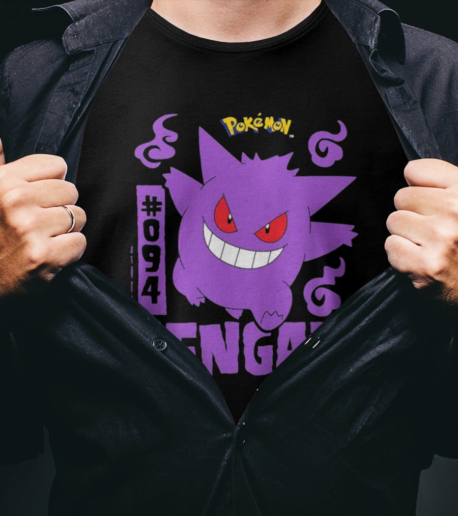 Pokémon #094 Gengar With Iconic Design And Purple T-Shirt