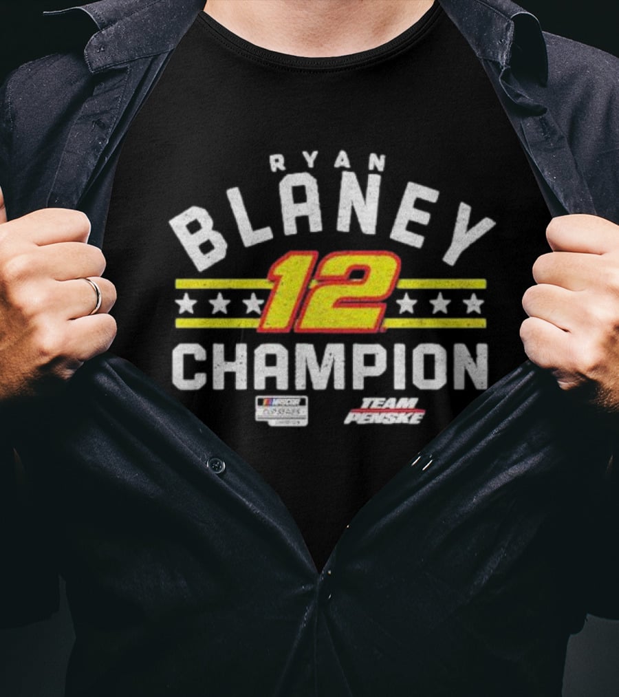 Ryan Blaney 12 Champion NASCAR Cup Series Team Penske T-Shirt