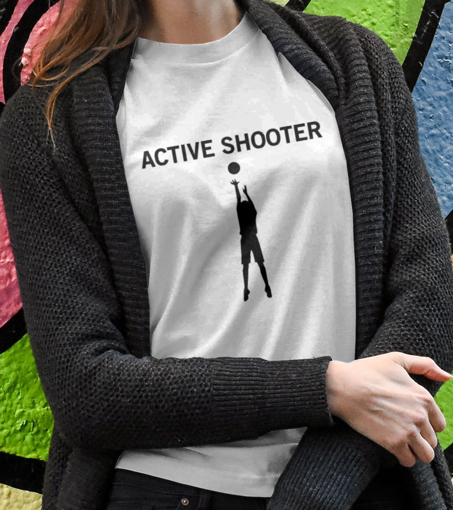 Active Shooter Basketball Silhouette With Player Reaching For Ball T-Shirt