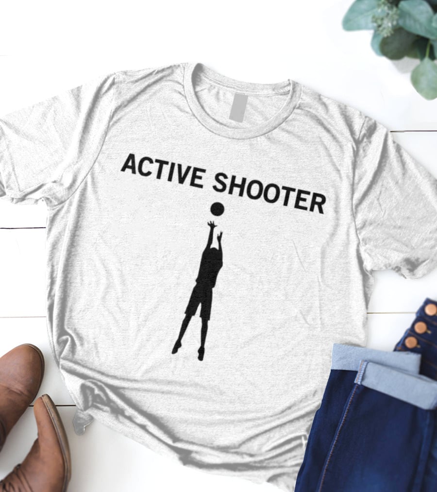 Active Shooter Basketball Silhouette With Player Reaching For Ball T-Shirt
