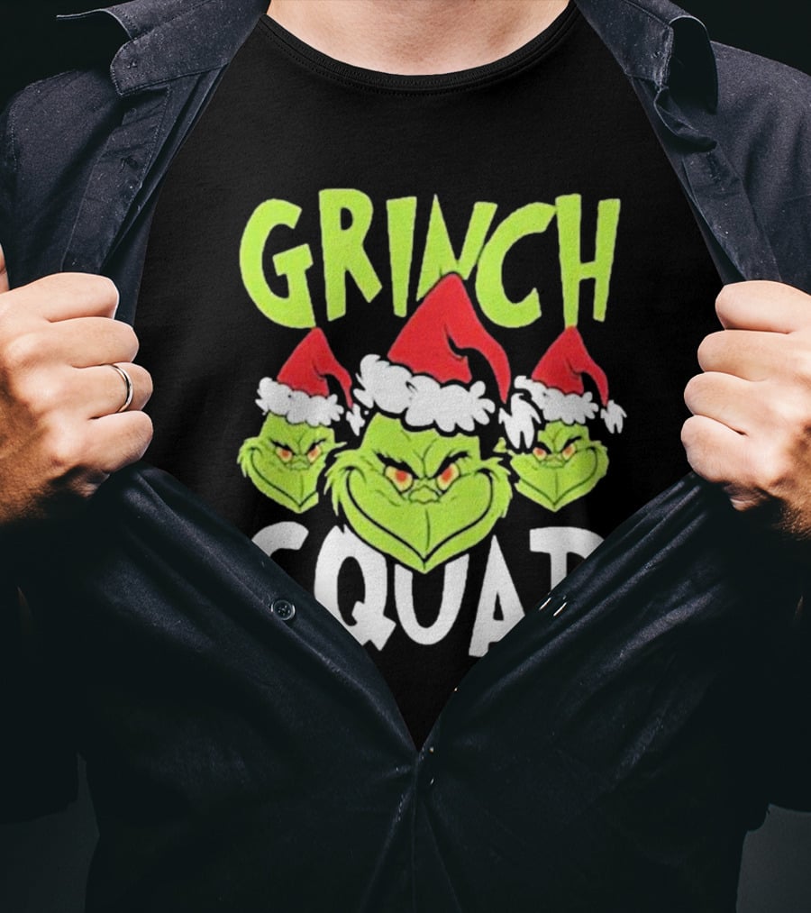 Grinch Squad Christmas Santa Hat Trio T-Shirt