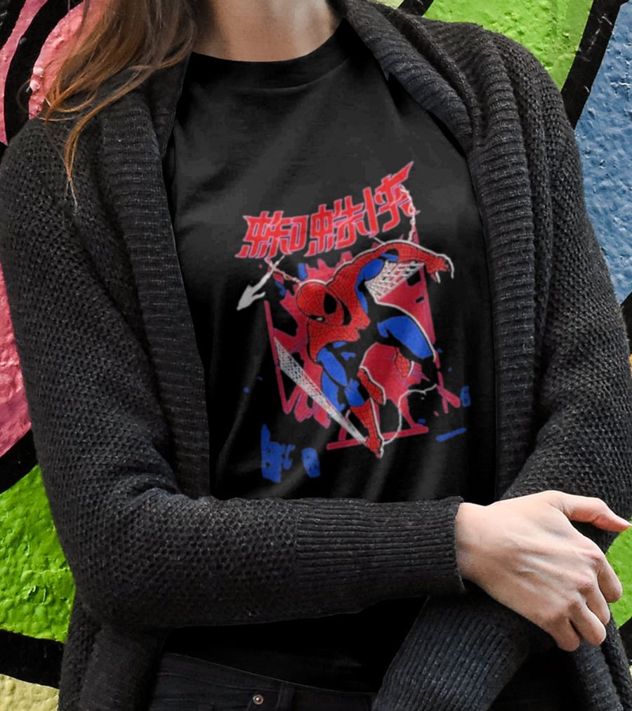 Marvel Spiderman Comics Chinese Text T-Shirt