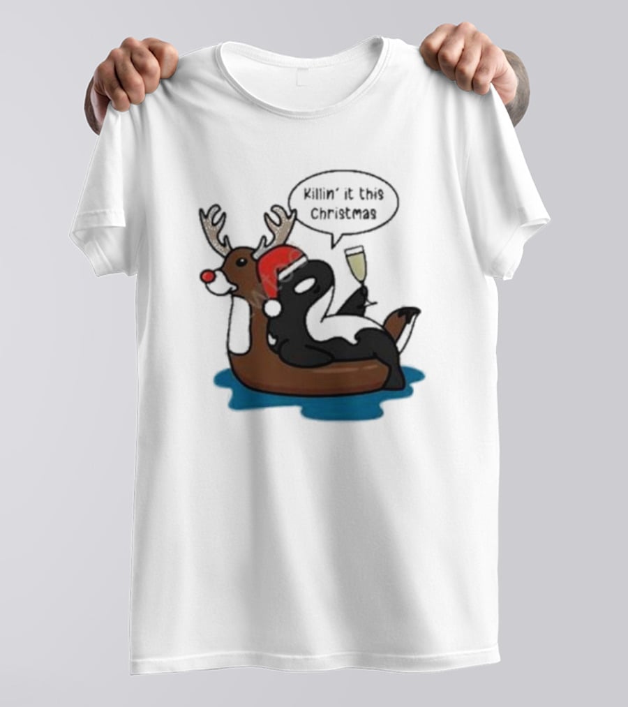 Killin' It This Christmas Dolphin Orca Reindeer T-Shirt