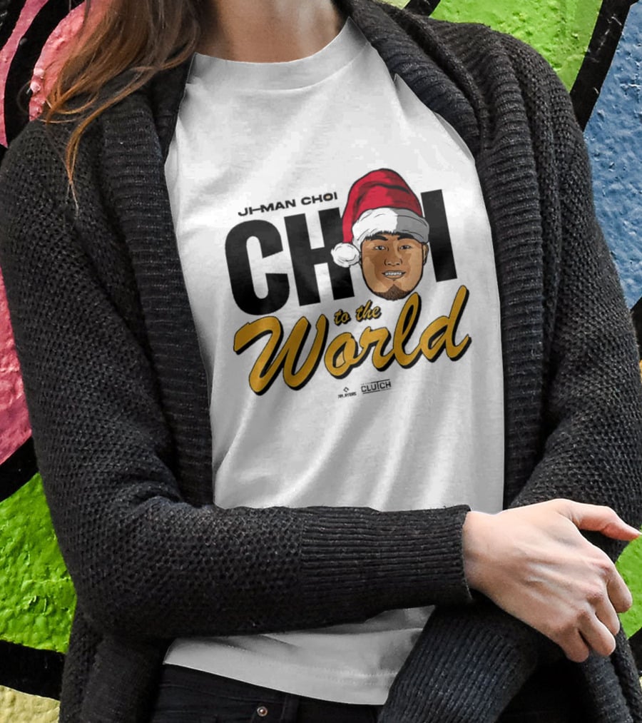 Ji-Man Choi Choi To The World Christmas Clutch Baseball Santa Hat T-Shirt