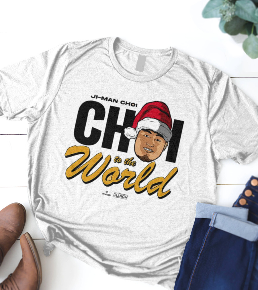 Ji-Man Choi Choi To The World Christmas Clutch Baseball Santa Hat T-Shirt